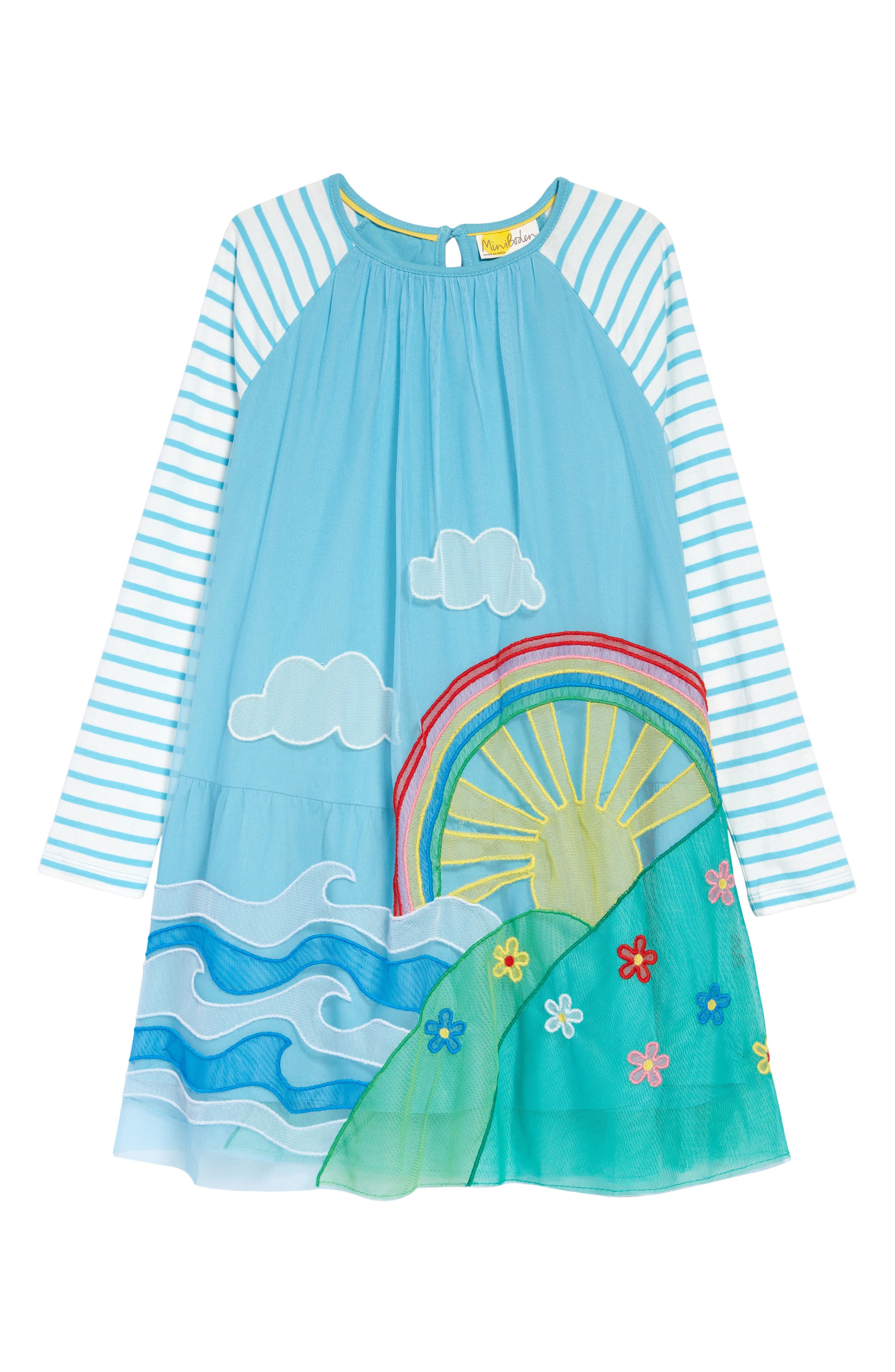 Details about NWOT Mini Boden Girls Retro Striped Stripy Rainbow Jersey Applique Dress 3-4 y Details about NWOT Mini Boden Girls Retro Striped Stripy Rainbow Jersey Applique Dress 3-4 y